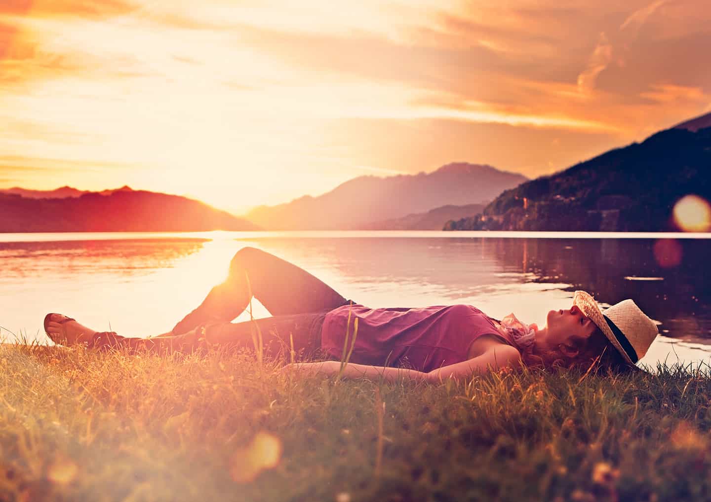Woman in beautiful scenic view