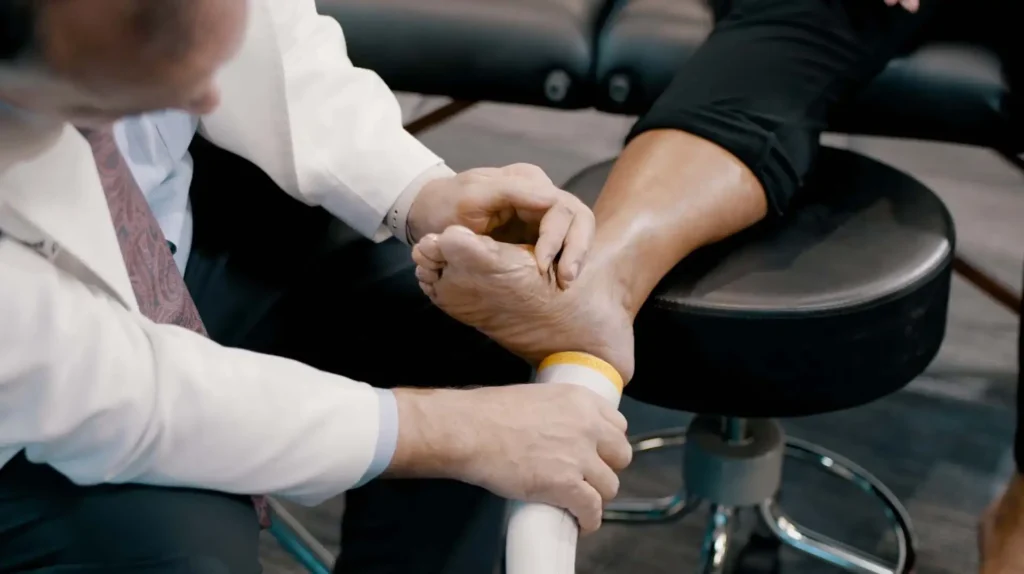 SoftWave Therapy being used on patient's foot and ankle