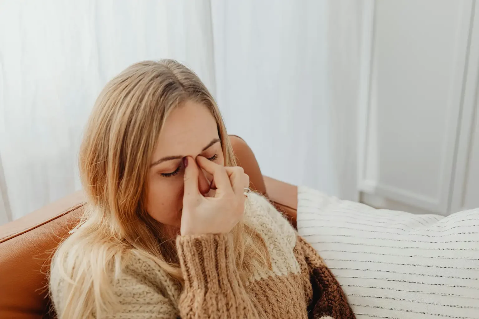 woman with migraine/headache