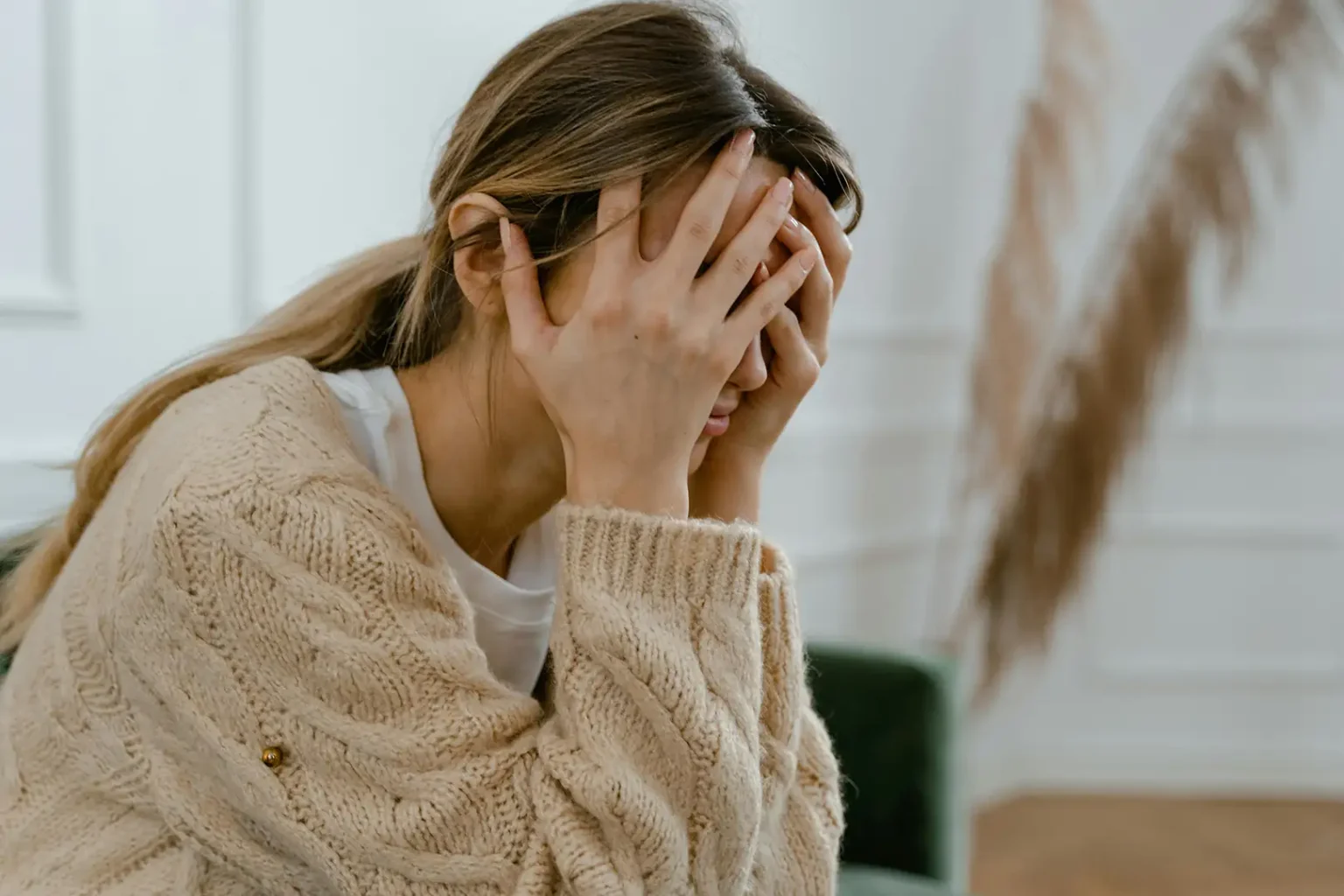 Woman suffering from migraine, stress headache