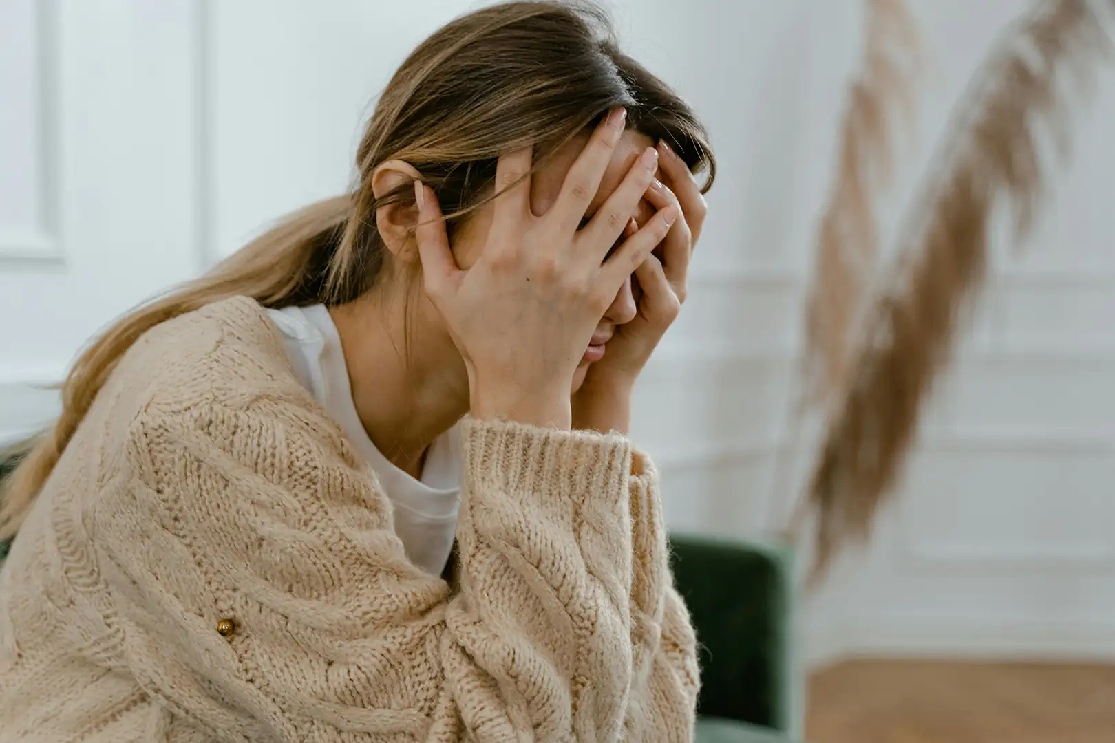 Woman suffering from migraine, stress headache